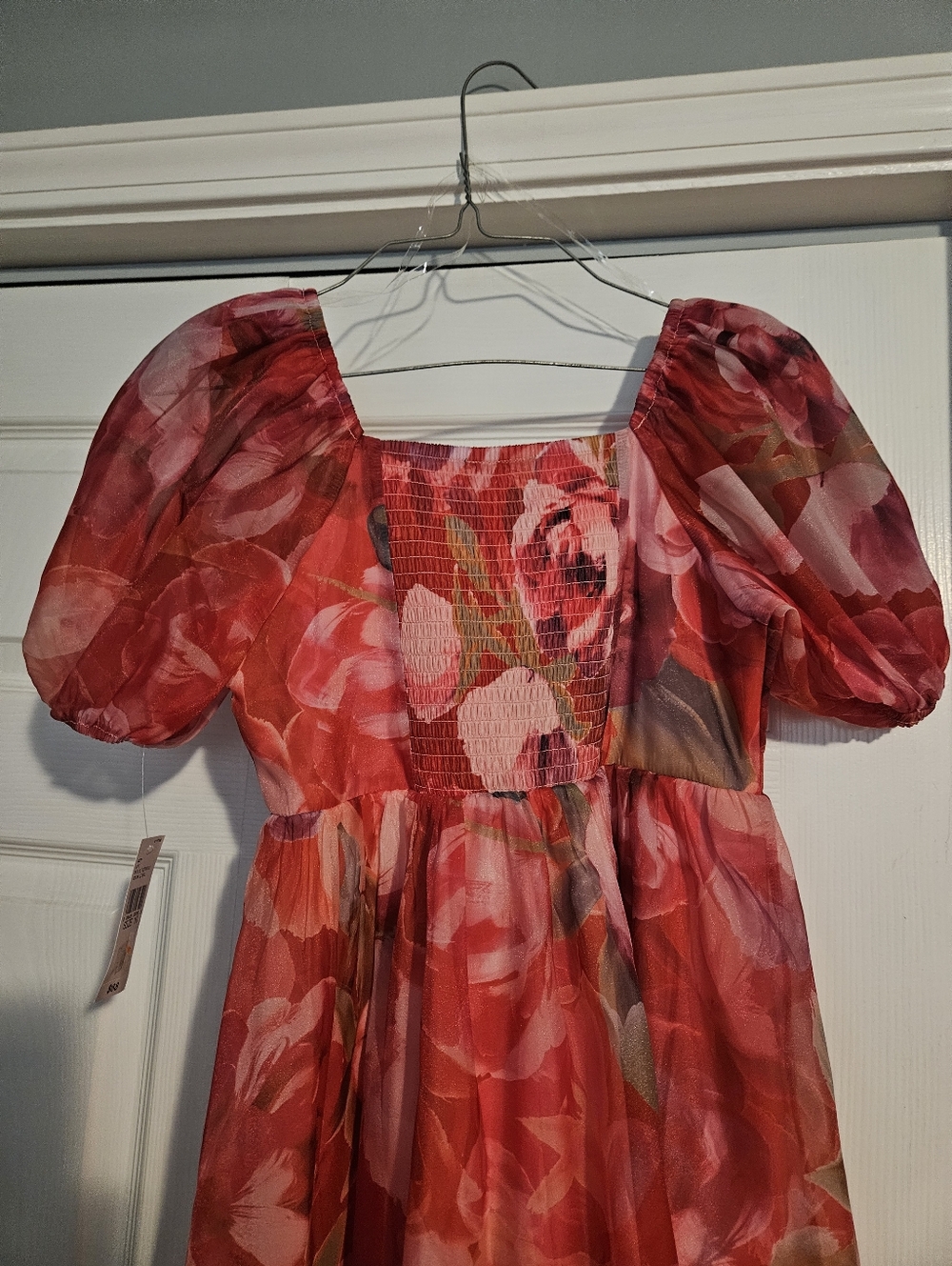 NWT Girl's Puff Sleeve Pleated Bodice Babydoll Dress Size 10 - Picture 6 of 8